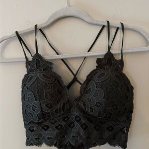 Anemone Black Lace Strappy Bralette